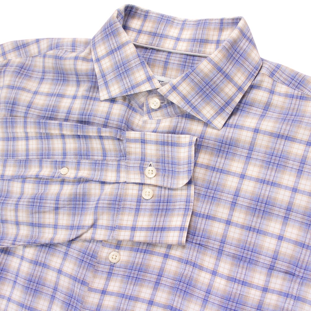 Peter Millar Crown Crafted CAPE Mens L Multicolor Plaid Long Sleeve Shirt Cotton